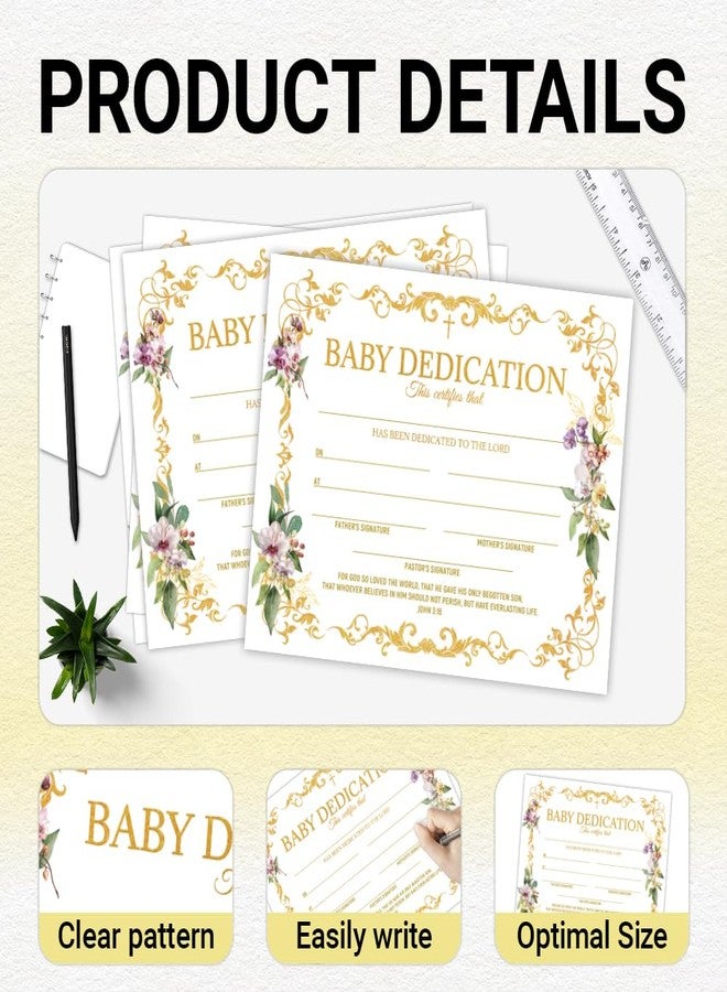Doodlream 30 Gold Vine Flower Baby Dedication Certificates, 9.8" x 7.8" Blank Baptism Certificates for Church, Dedication Christening Milestone Gifts for Children - Image 4